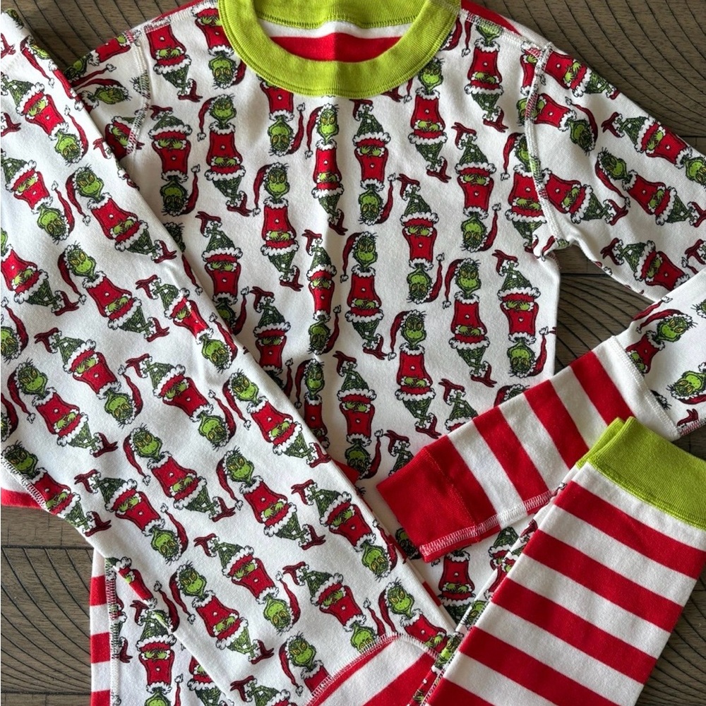Hanna Andersson Kids Grinch Print Pajama Set - Red, Green & White